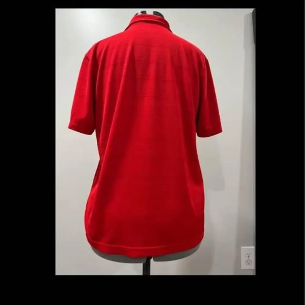 Large Adidas red short sleeve collar mens polo climalite extra button shirt C718